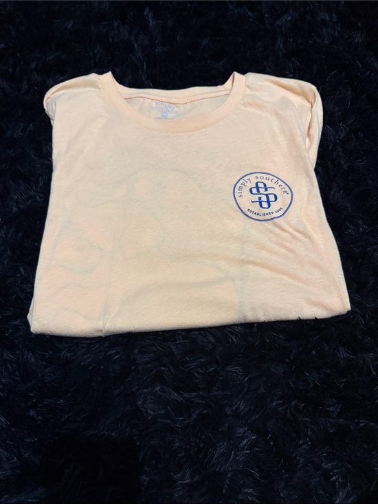 Simply Southern Tops - Simply Southern Women’s Yellow Short Sleeve Tee with Navy Logo